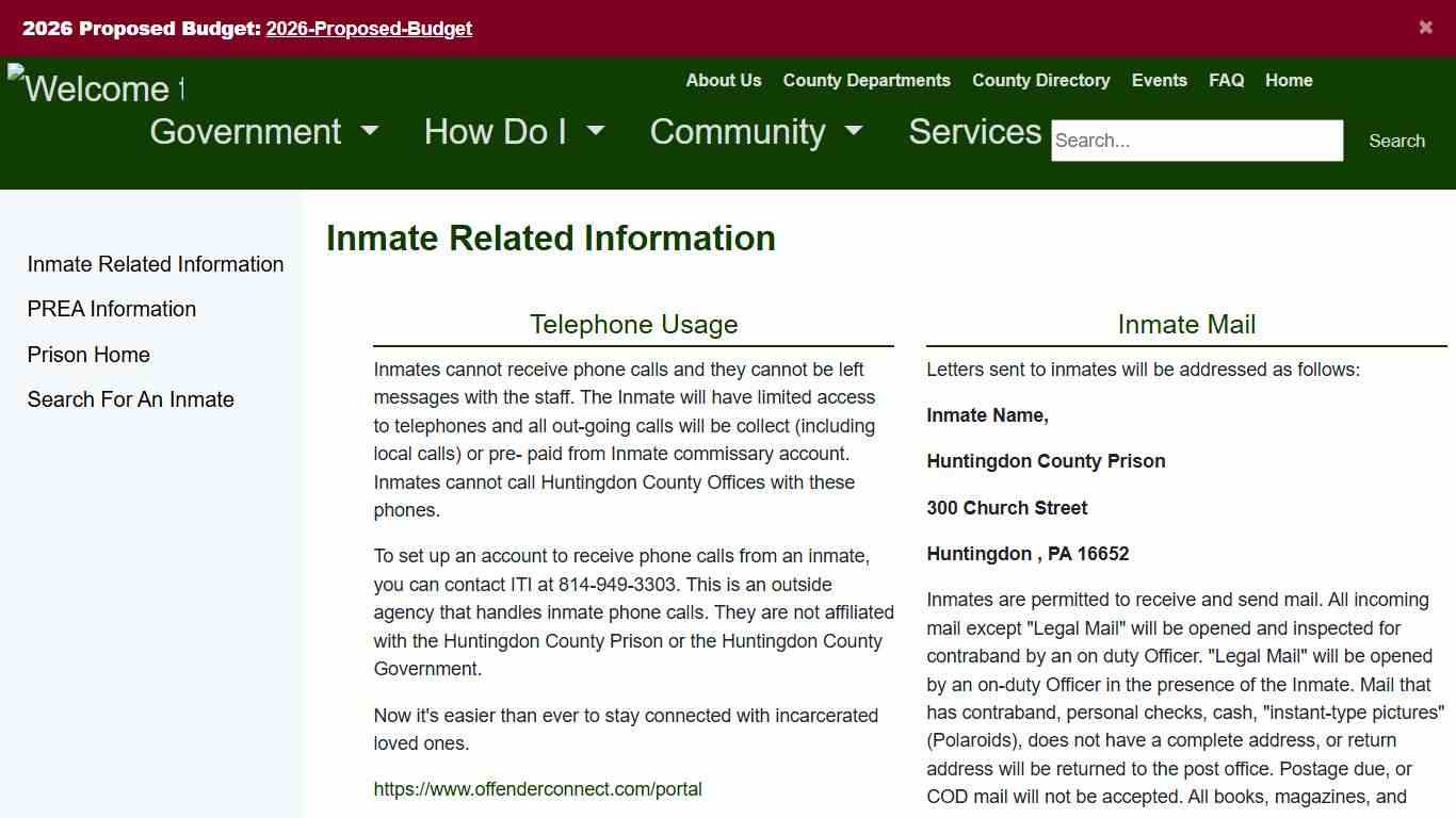 HuntingdonCounty - Inmate Related Information